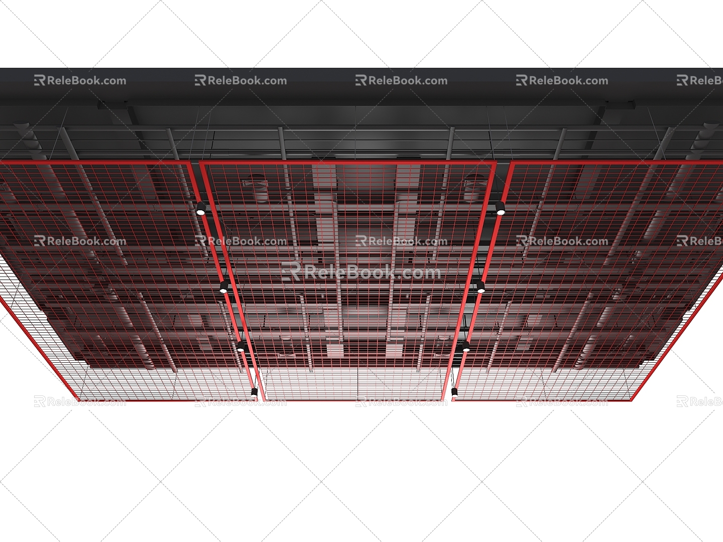 Barbed Wire Ceiling Grid Ceiling Industrial Ceiling Pipe Ceiling Fire Pipe Strict Pipe Fire Smoke Pipe Steel Wire Mesh Top Pipe 3d model