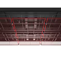 Industrial Style Suspended Ceiling With Metal Grid Panels And Red Border Frames 3d model