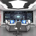 Modern monitoring room Command control room Dispatching command center Monitoring hall Command hall Office desks and chairs 3d model