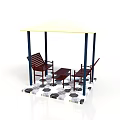 Outdoor Patio Shelter Design With Canopy Pillars Chairs Table And Tiled Floor