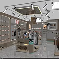 Modern Clothing Store Interior with Lingerie Displays Mannequins and Hanging Clothes