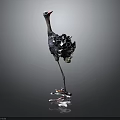 Ostrich Sculpture With Assorted Materials And Artistic Base Structure Design