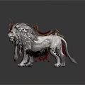 Fantasy Lion Mount Game Character Featuring White Mane Ornate Saddle And Golden Ornaments