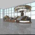 Shopping Mall Store With House Shaped Wooden Shelves And Book Displays Near Large Windows