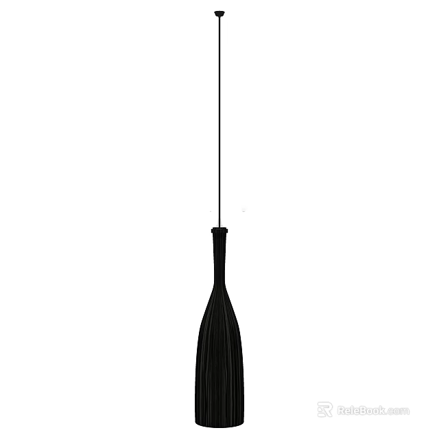 Modern Black Pendant Light With Vertical Striped Design And Sleek Hanging Style 3d model 