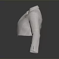 Light Gray Cropped Motorcycle Jacket With Lapel Collar And Striped Sleeves 3d model