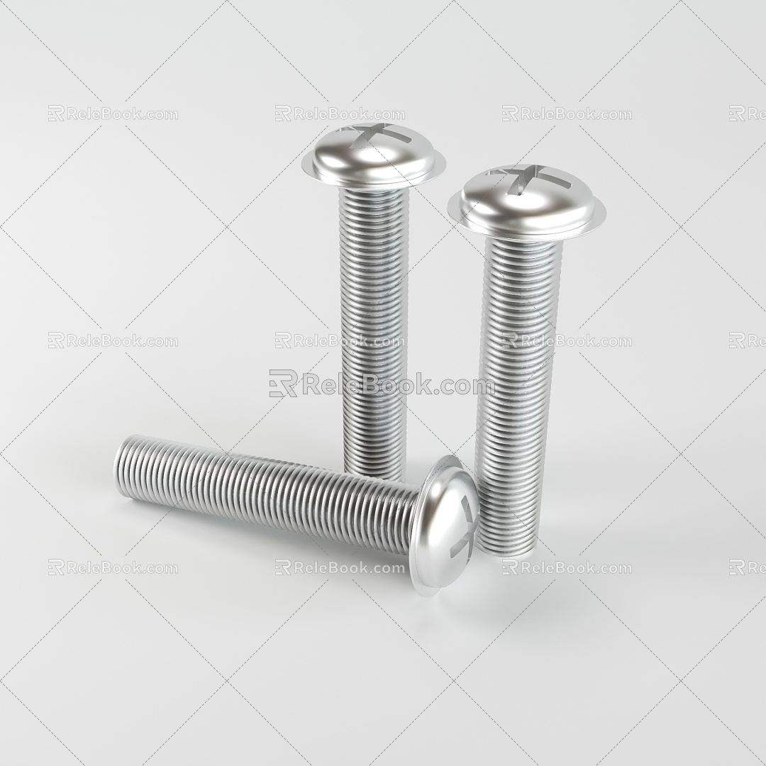 Cross Metal Screw Metal Thread Cross Screw 3d model