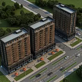 Birds Eye View Planning of Modern Residential Buildings Roads and Green Areas