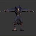 Mythical Wolf Headed Man Figure With Open Arms And Ornate Arm Leg Bands
