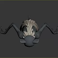 3D Model Fantasy Creature Character Standing With Large Ears Gray Skin White Beard Long Arms 3d model