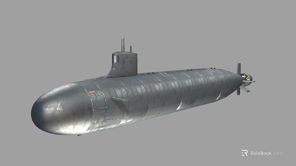 Detailed Military Submarine With Conning Tower And Metallic Hull Structure 3d model 
