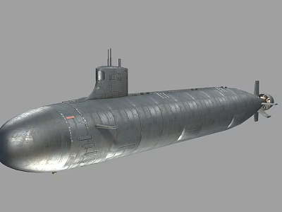 Detailed Military Submarine With Conning Tower And Metallic Hull Structure 3d model