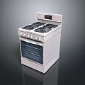 White Gas Stove With Oven Four Burners And Control Knobs Kitchen Appliance 3d model