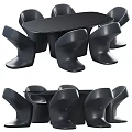 Modern Black Dining Table Set With Stylish Unique Curved Chair Design 3d model