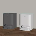ECOVACS Intelligent Robot Vacuum Cleaner Bases Gray and White on Wooden Floor