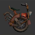 Vintage Style Motorcycle With Copper Body Mechanical Details And Red Accents Black Seat