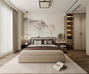 New Chinese-style master bedroom 3d model