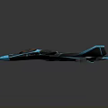 Cosmic Aerospace Futuristic Spaceship With Blue Black Streamlined Design And Cockpit