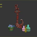 Household Decorative Items With Anchor Shape Hook Basket And Colorful Glass Bottles