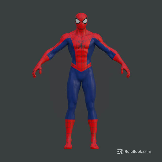 Detailed SpiderMan Game Character With Red Blue Suit Spider Emblem And Mask 3d model 