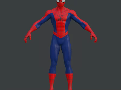 Detailed SpiderMan Game Character With Red Blue Suit Spider Emblem And Mask 3d model