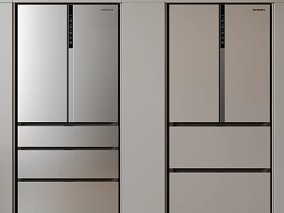 Double Modern Stainless Steel Multi Door Refrigerators With Drawer Storage 3d model