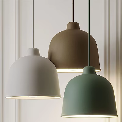 Modern Dome Shaped Pendant Lights in White Brown and Green for Contemporary Home Interior 3d model