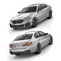 Silver BMW Sedan With Sporty Exterior Design Front And Rear Views