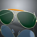 Classic Aviator Sunglasses With Gold Frame Green Lenses And Orange Temple