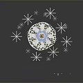 Miniature Christmas Scene With Snowflakes Small Houses Trees And Decorative Fountain