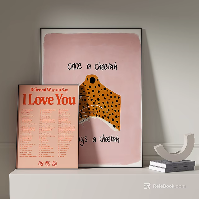 Abstract Painting With Cheetah Motif On Pink Background And Artistic Design 3d model 