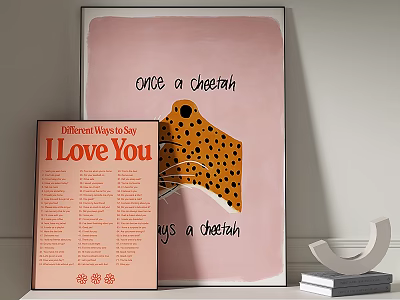 Abstract Painting With Cheetah Motif On Pink Background And Artistic Design 3d model