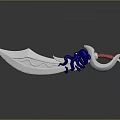 Unique Scimitar Weapon With Blue Octopus Decoration And Red Handle Design