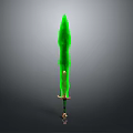 Elegant Green Bladed Sword with Golden Hilt and Shiny Metallic Base