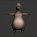 Cartoon Hippo Game Movie Character With Chubby Belly Outstretched Arms 3D Model Design
