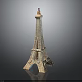 Wooden Eiffel Tower Shaped Decorative Furniture Piece With Striped Texture And Flag Top For Home