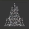 Ancient Multi Tiered Stone Temple With Intricate Carvings And Tower Structure 3d model