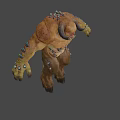 Game Movie Monster Character With Brown Skin Large Horns Sharp Teeth And Muscular Body