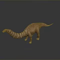 Sauropod Dinosaur Model With Brown Striped Body Long Neck And Tail On Dark Background
