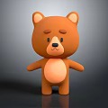 Cute Brown Teddy Bear Doll With Round Ears And Simple Design 3d model