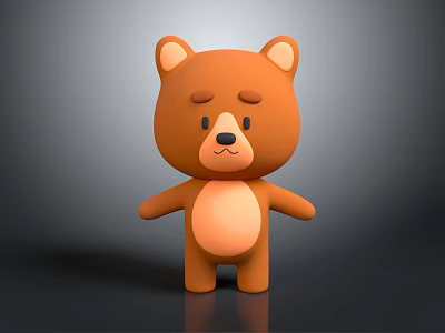 Cute Brown Teddy Bear Doll With Round Ears And Simple Design 3d model