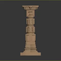 Classical Roman Column Architectural Design With Carved Details Base And Top Capital