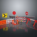 Road Construction Safety Equipment With Stop Signs Arrow Sign Barriers Cones Road Closed Sign