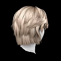 Natural Looking White Head Model With Blonde Short Voluminous Hair Against Black Background