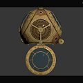 Vintage Spherical Decorative Ornament Combination Featuring Mechanical Interior Control Panel And Metal Details