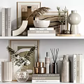 Modern Minimalist Decorative Ornaments Set With Ceramic Vases Metal Diffusers Glass Bowls And Potted Plants