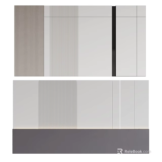 Modern Background Wall Design With Layered Panels And Gray White Tones 3d model