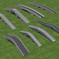 Various Arched Landscape Bridges With Diverse Designs On Green Grass