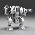 Intelligent Machine With Multiple Mechanical Legs White Black Cannons And Futuristic Design