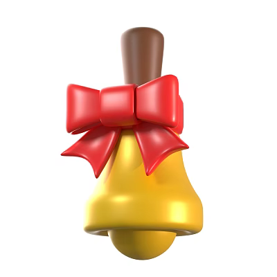 Festive Decorative Ornament Set With Yellow Bell And Red Bow Accent Decoration 3d model